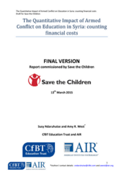 The Quantitative Impact Of Armed Conflict On Education In Syria Cover 180X255
