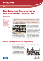 Rapid Response Education In Emergencies (Policy Brief) Cover 180X255