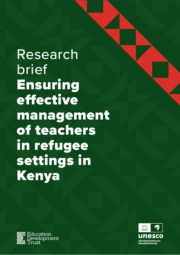 Ensuring Effective Management Of Teachers In Refugee Settings In Kenya Research Brief Cover 180X255